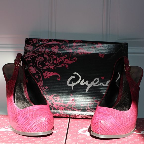 Qupid Valtina-10 Berry Lizard High Heel Shoes - Picture 5 of 11